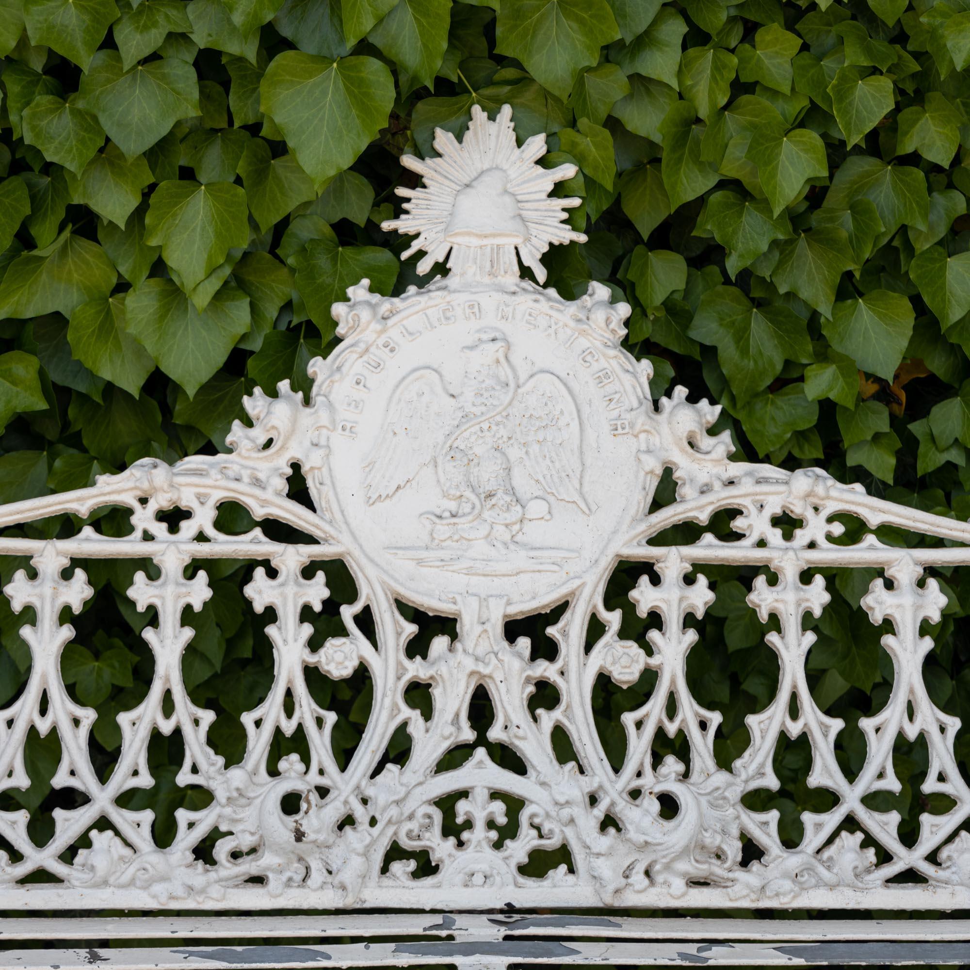 Iron White cast iron garden bench, 20th century For Sale