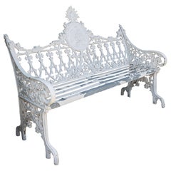 White cast iron garden bench, 20th century