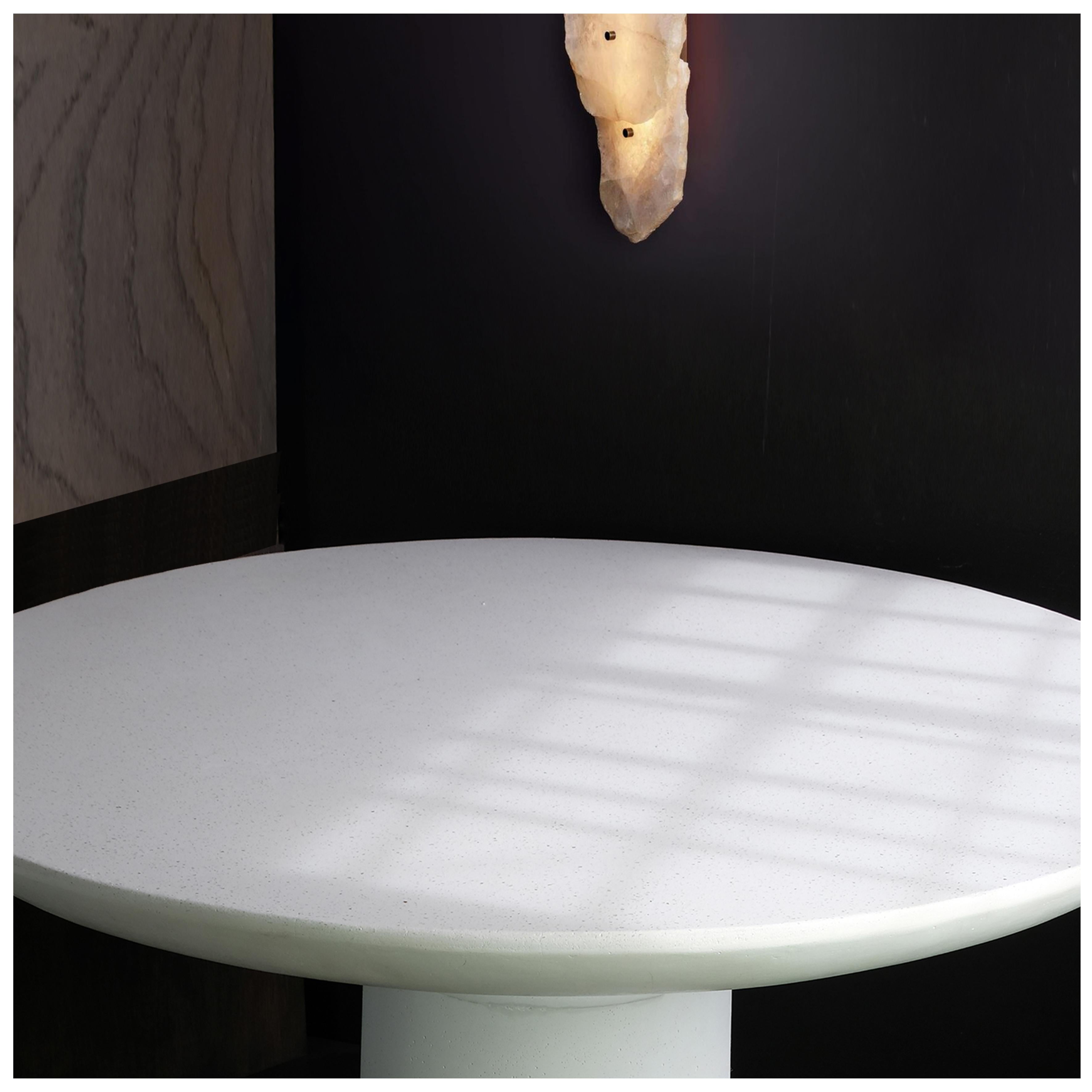 Greek White Dining Table Poise, Customizable Modern Organic Cast Stone by Alentes For Sale