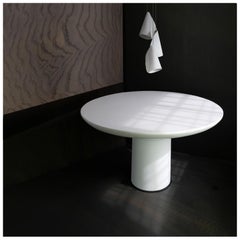 White Dining Table Poise, Customizable Modern Organic Cast Stone by Alentes