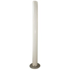 White Castiglioni Stylos Floor Lamp with Metal Base and Upper and Lower Lighting