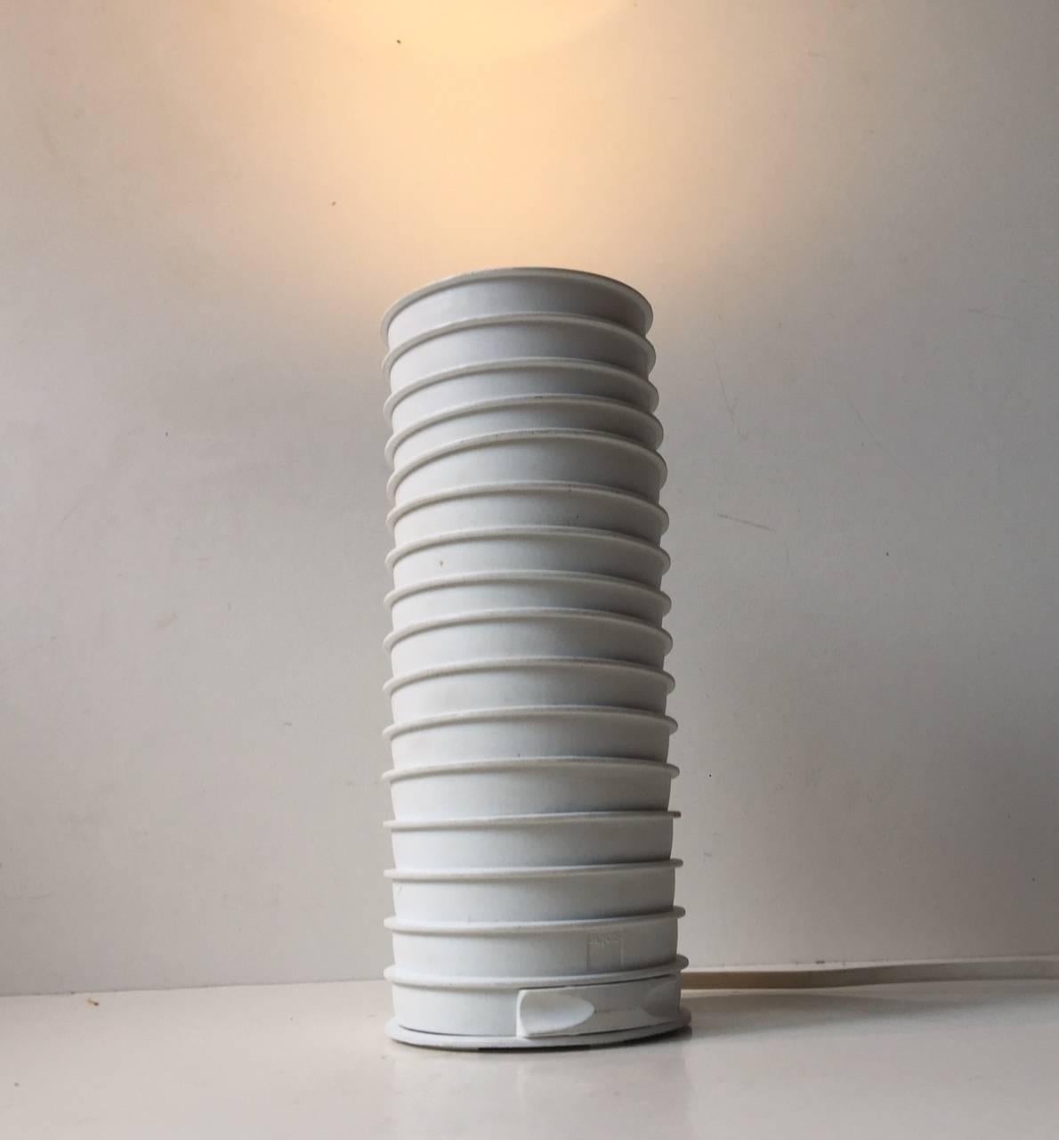 Minimalist White Caterpillar Table Lamp by Ole Pless-jørgensen, Nordisk Solar, 1980s For Sale
