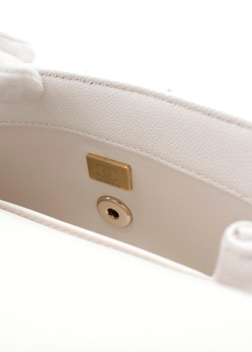 White Caviar Leather Mini Coco Top Handle Flap Bag For Sale 4