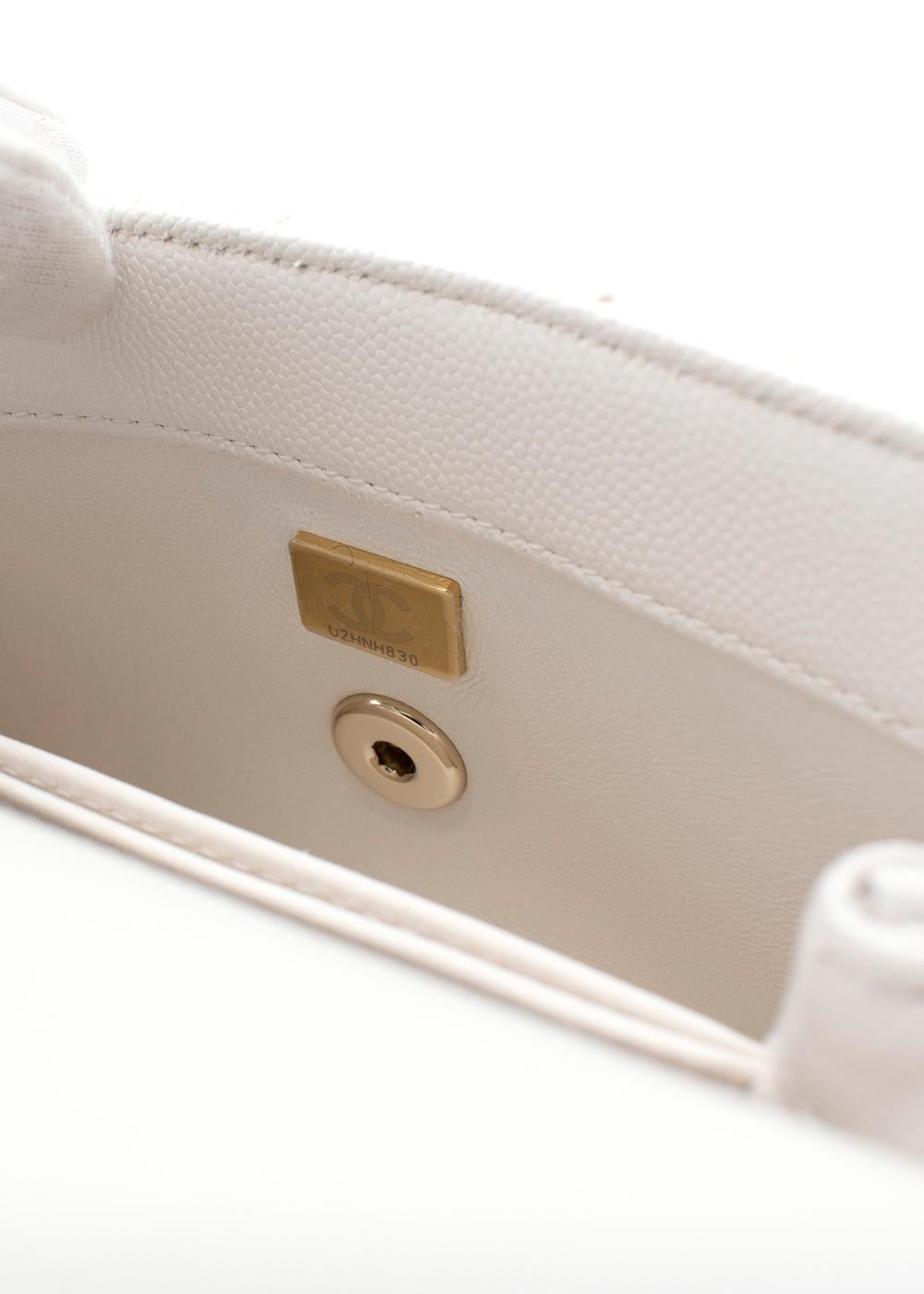 White Caviar Leather Mini Coco Top Handle Flap Bag For Sale 5