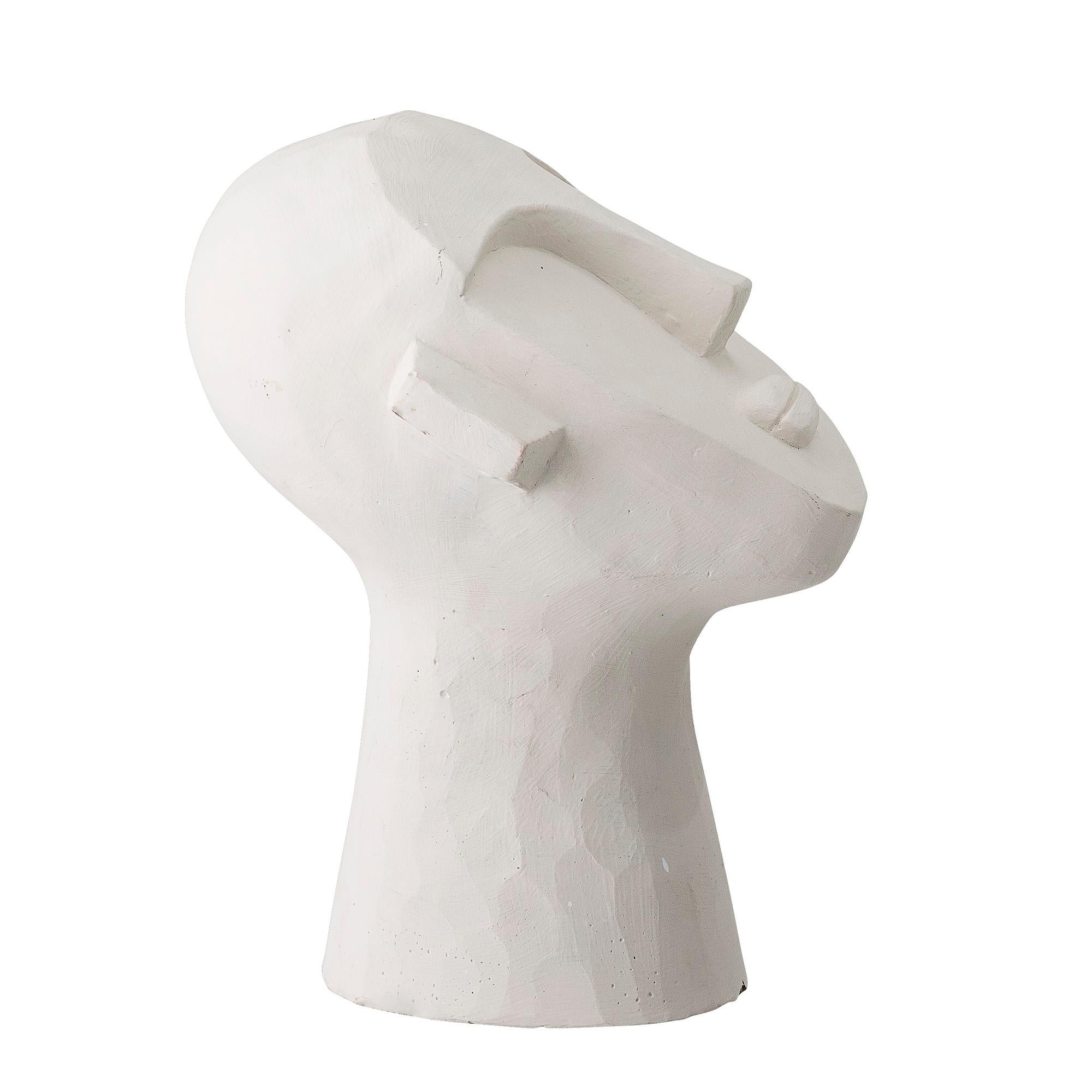 Danish White Cement Cast Molded Brutalist Style Tabletop Face Mask Sculpture