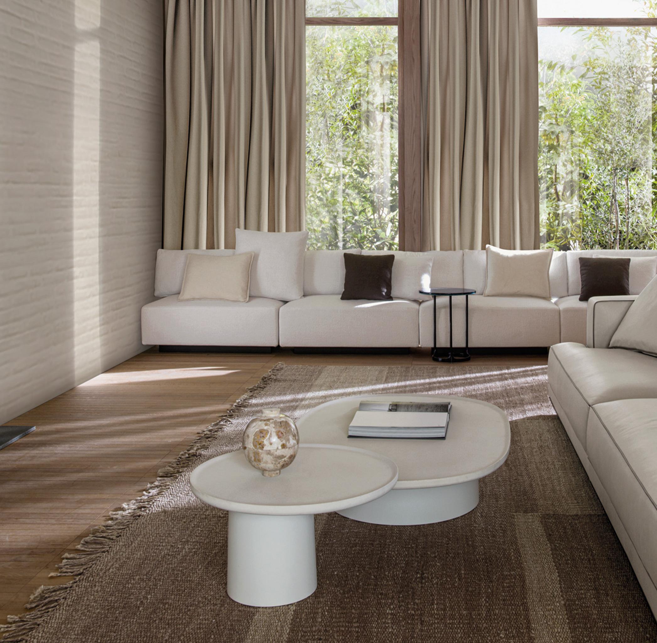 Modern White cement Oval Coffee Table Molteni&C by Vincent Van Duysen Design  - Louisa For Sale