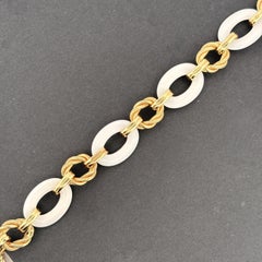 White Ceramic & 14k Gold Braided Rope Link Bracelet