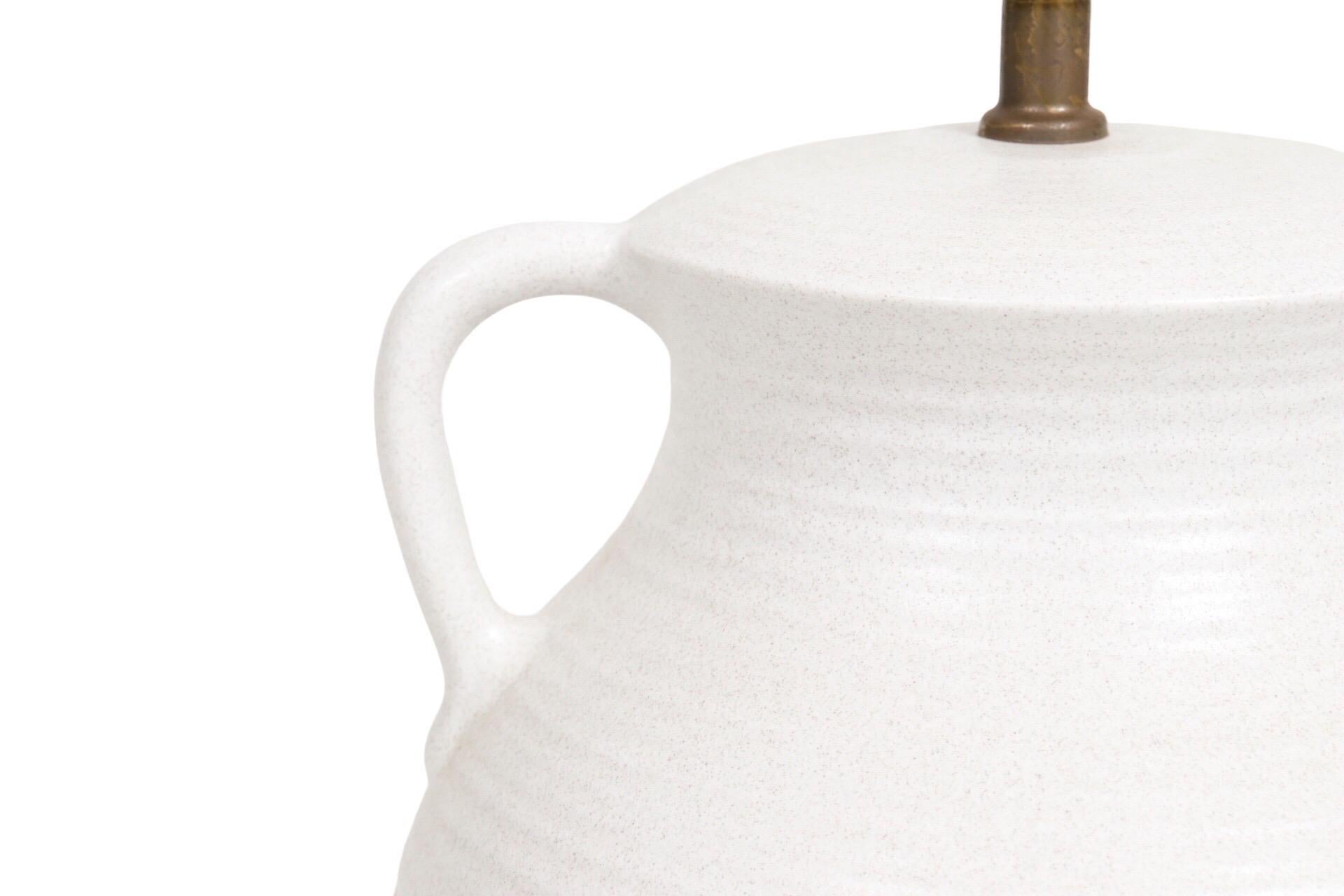 White Ceramic Amphora Table Lamps, a Pair For Sale 1