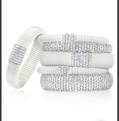 White Ceramic and 1.81 Ct Diamond Flexible Stretch Bracelet