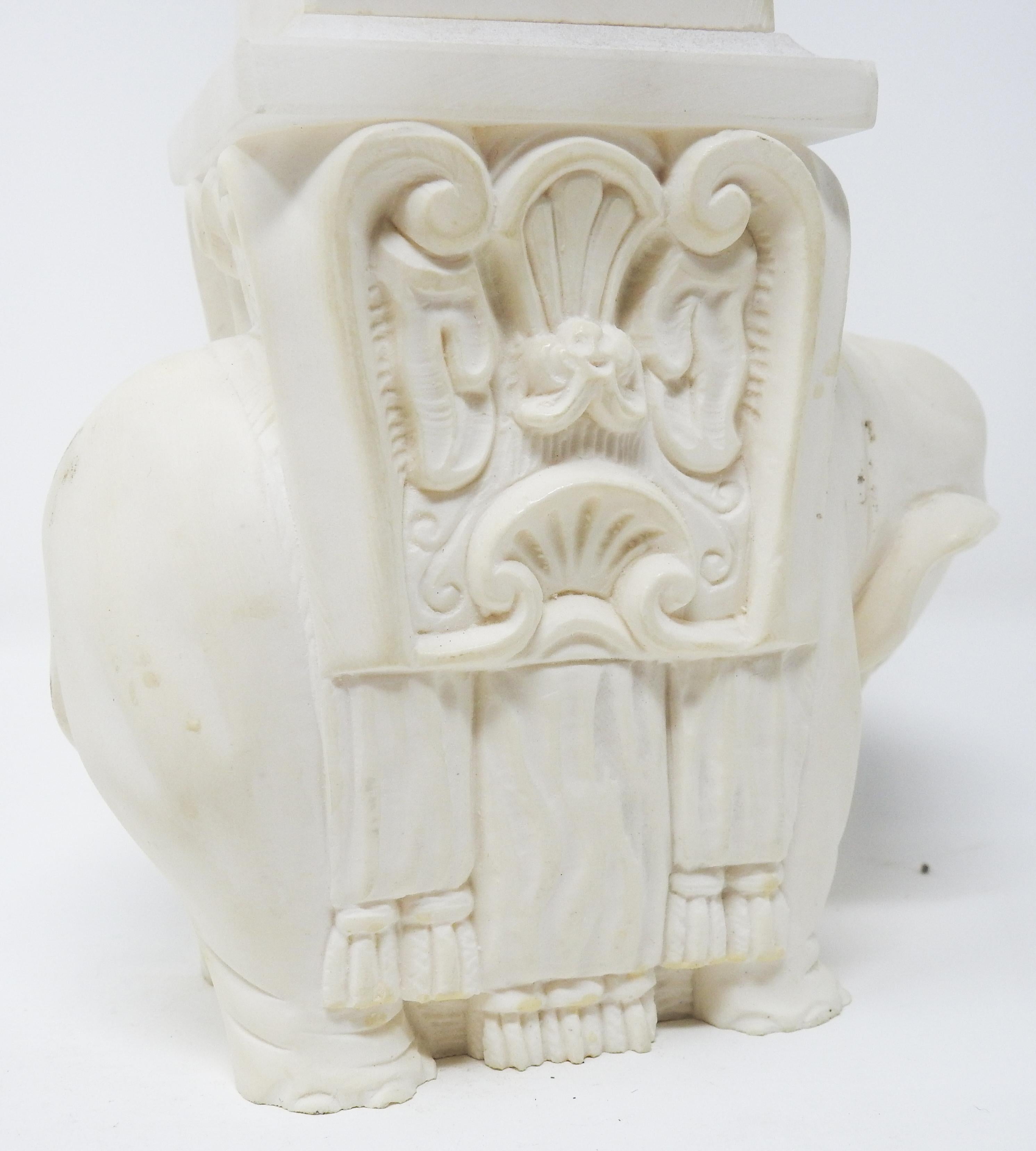 White Ceramic and Glass Elephant Obelisk, Vintage For Sale 1