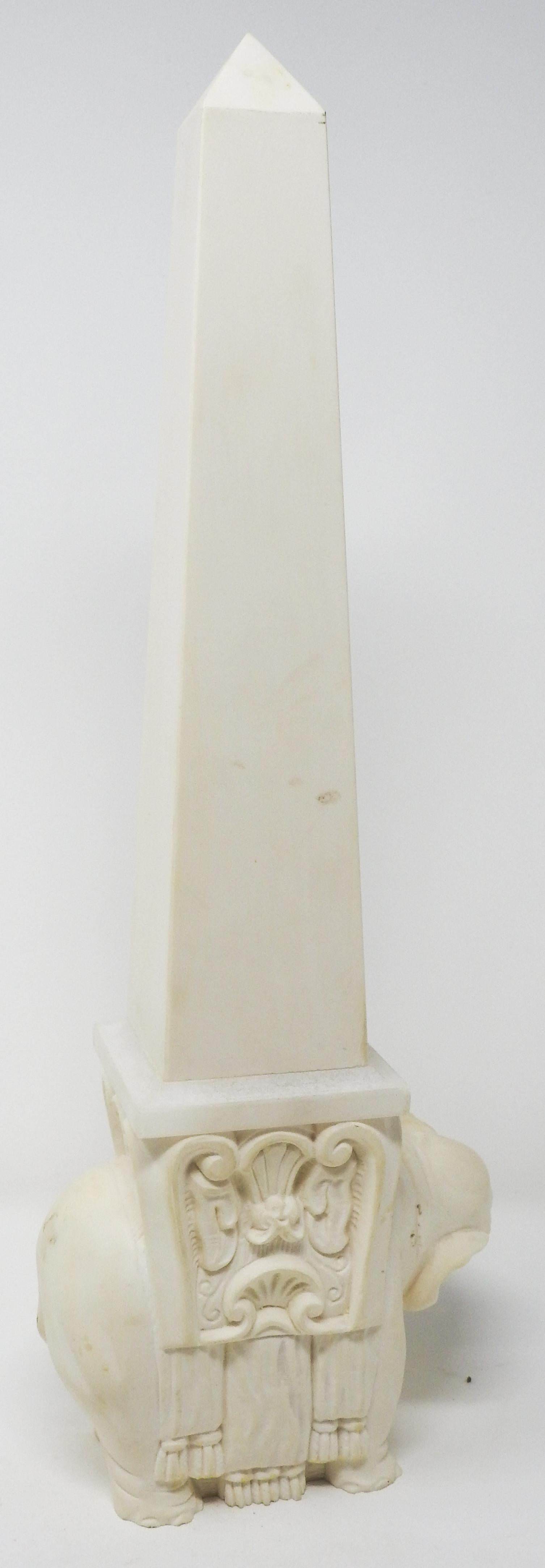 White Ceramic and Glass Elephant Obelisk, Vintage For Sale 2