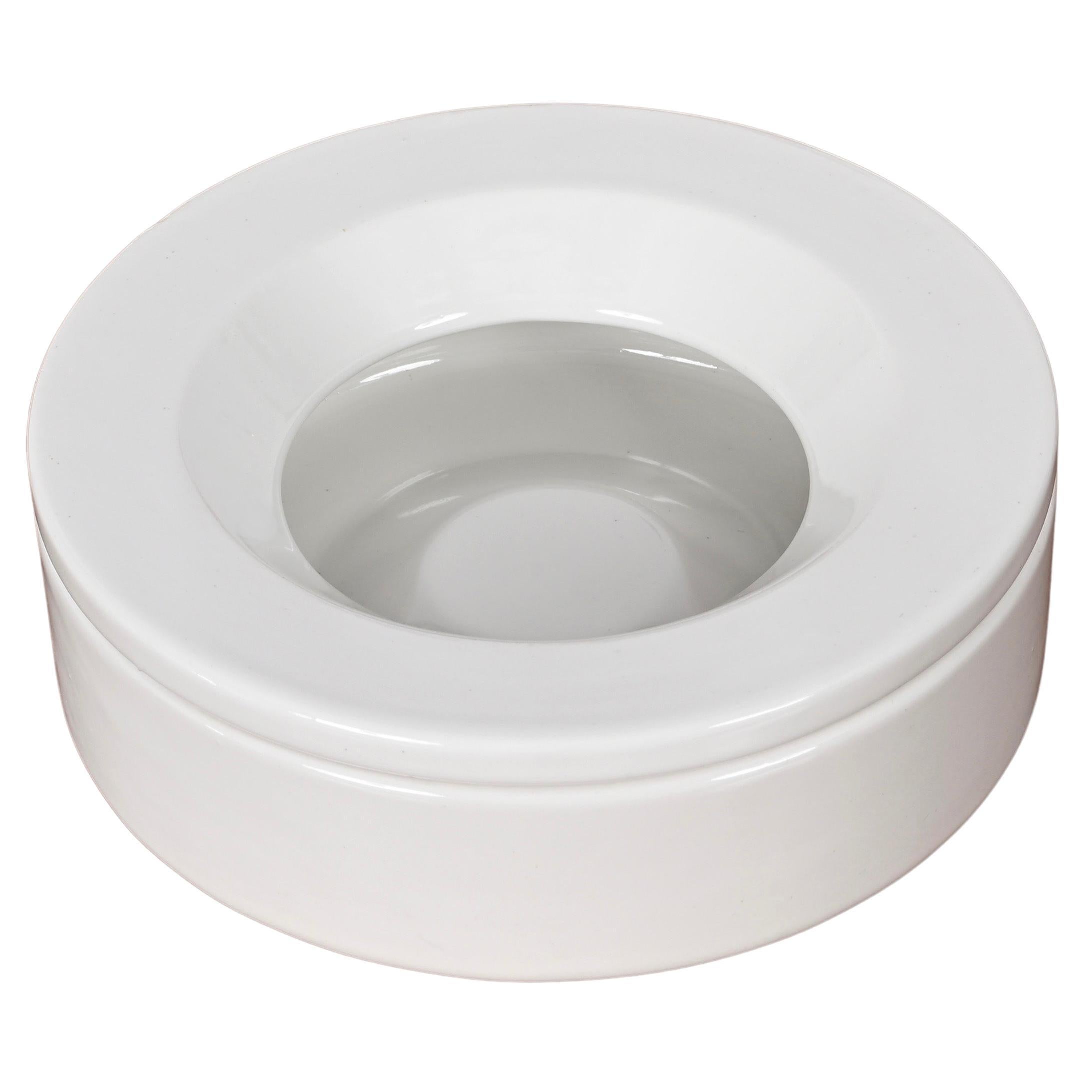 White Ceramic Ashtray Signed by Angelo Mangiarotti for Danese Milano, Italy 1964