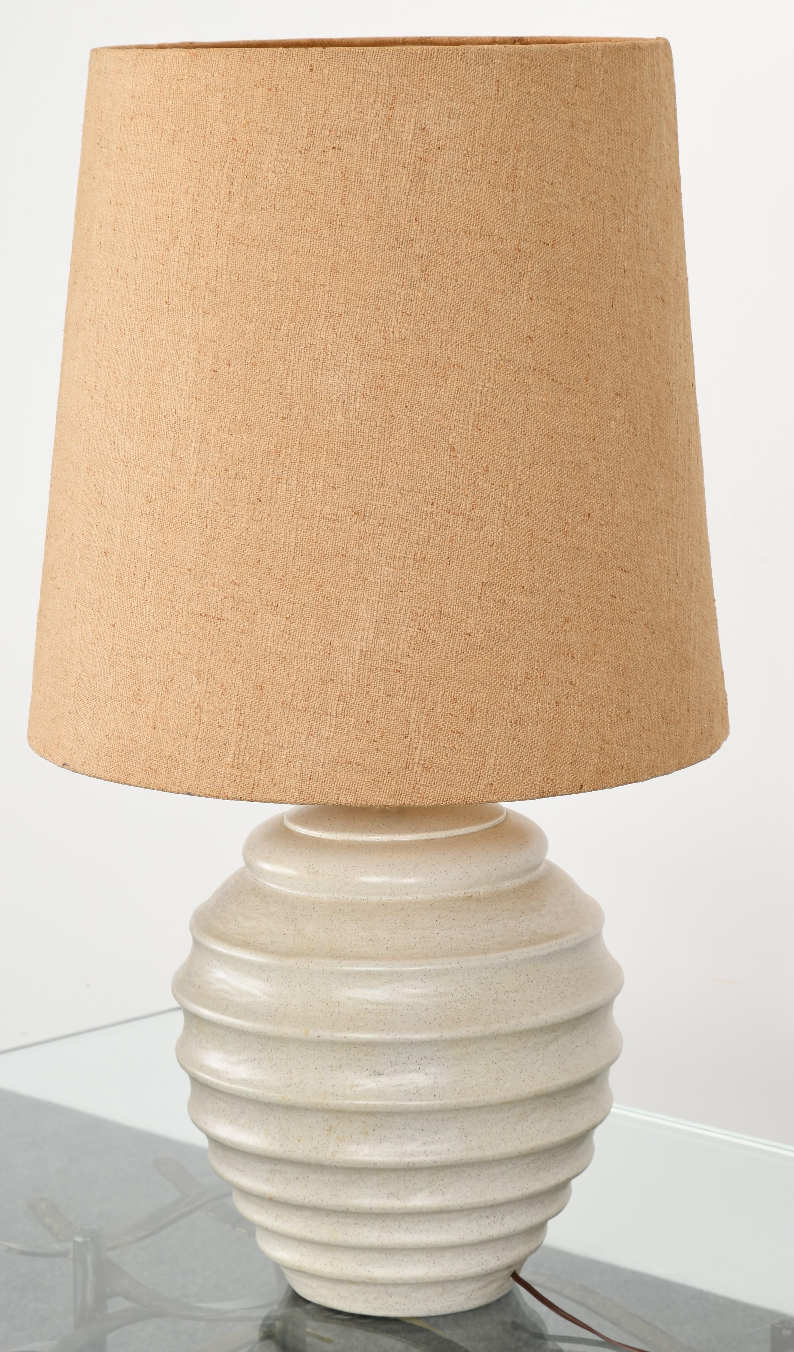 Mid-Century Modern White Ceramic Beehive Lamp after Tyndale, 1960s