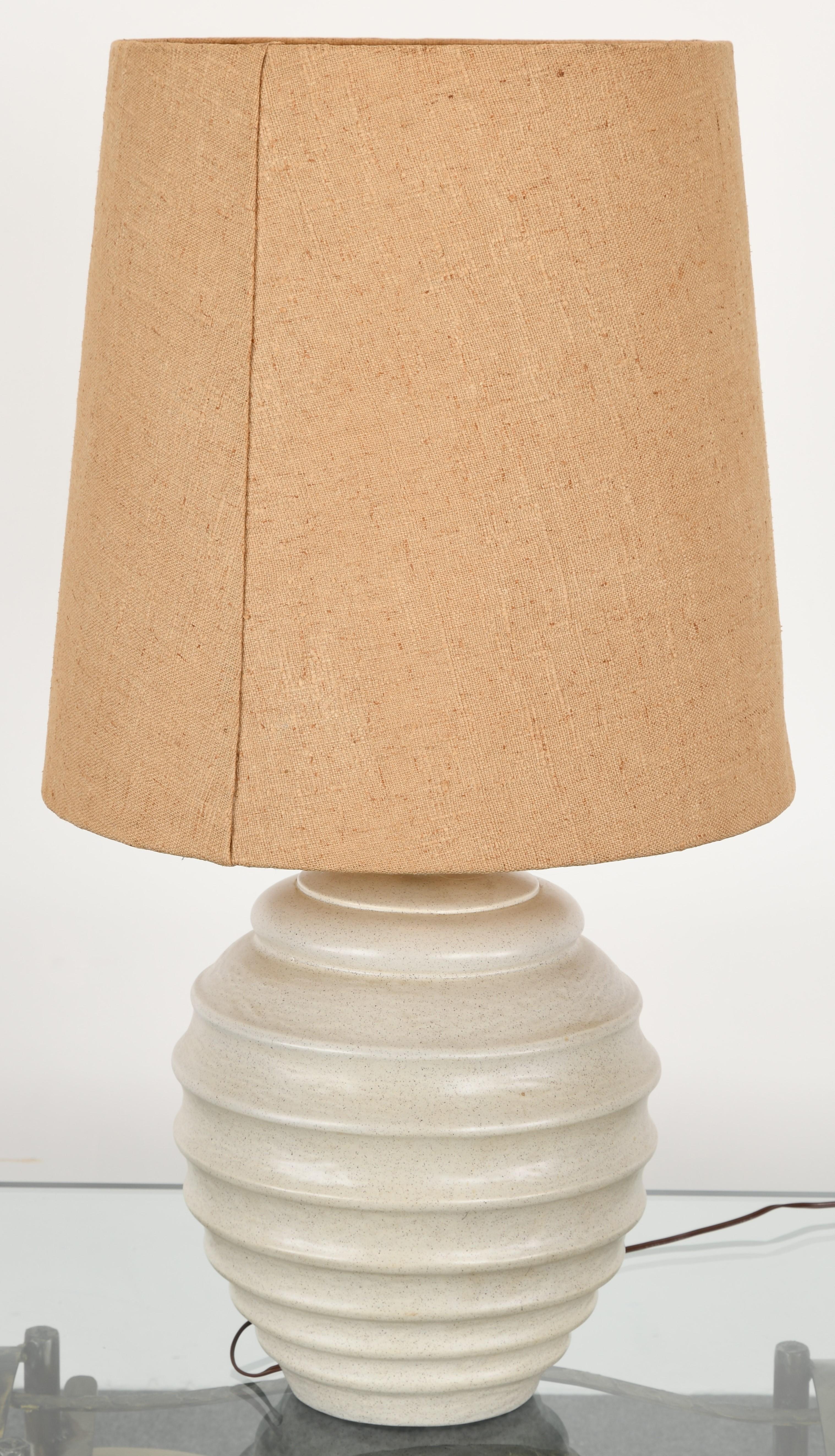 Mid-20th Century White Ceramic Beehive Lamp after Tyndale, 1960s