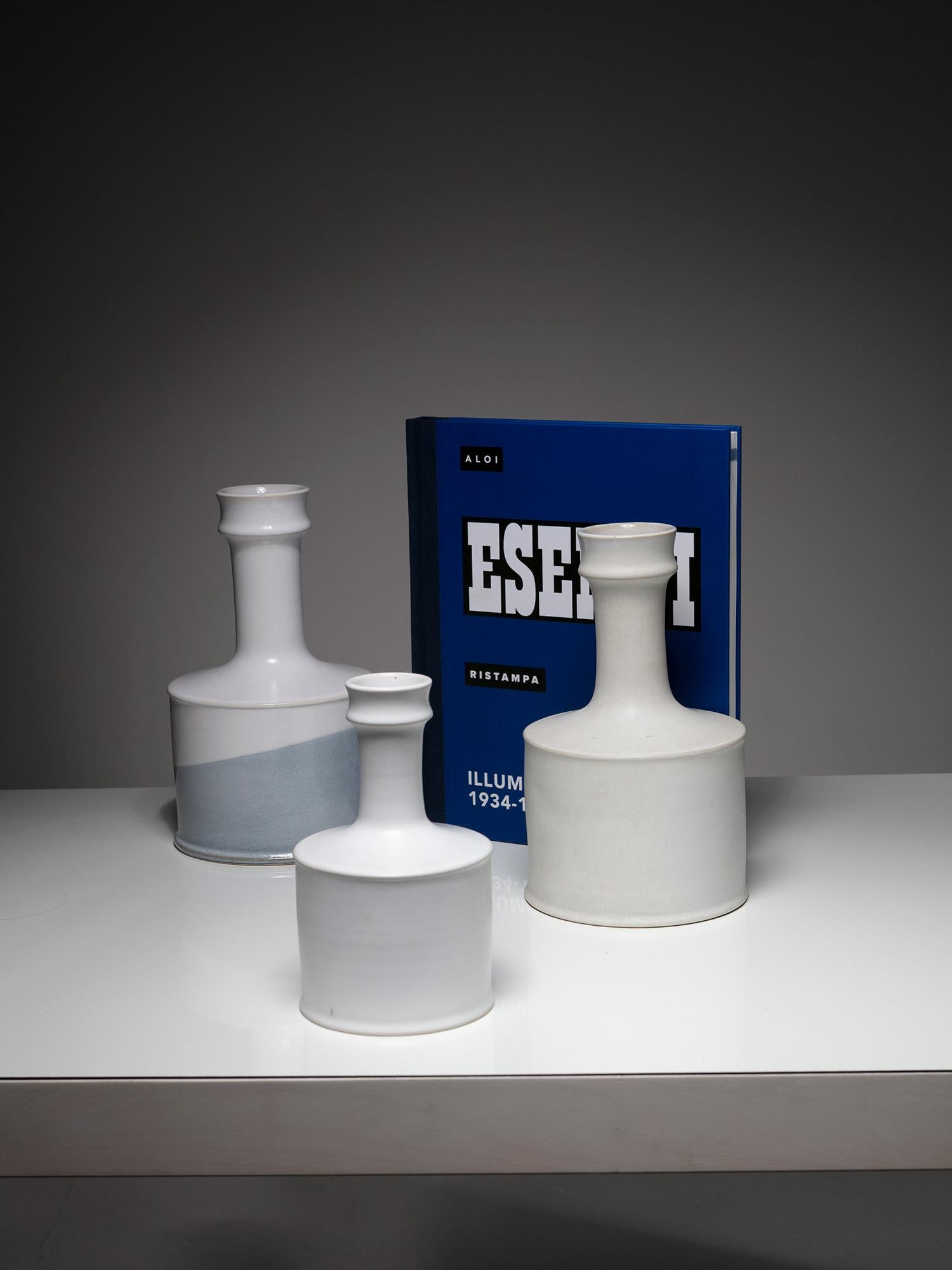 Mid-20th Century White Ceramic Bottles by Nanni Valentini for Laboratorio Pesaro, Italy, 1960s For Sale