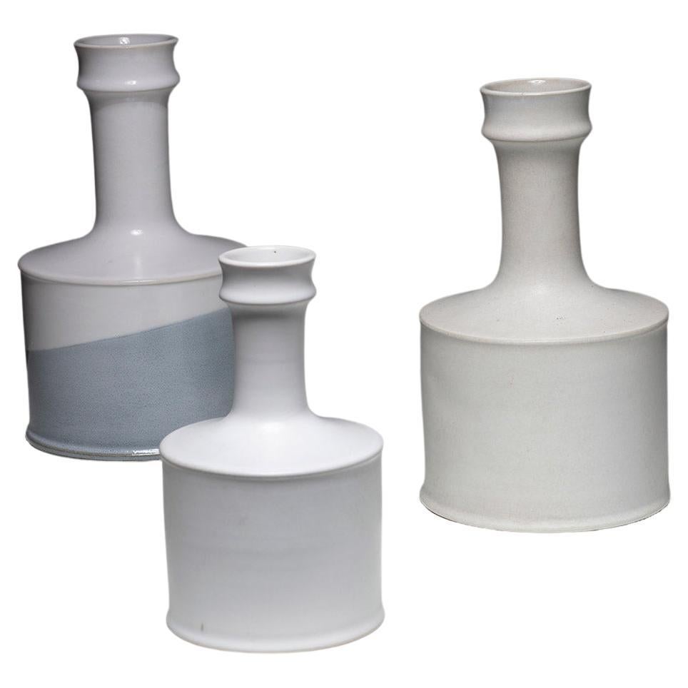 White Ceramic Bottles by Nanni Valentini for Laboratorio Pesaro, Italy, 1960s For Sale