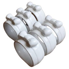 White Ceramic Bow Motif Napkin Rings, Set of 6