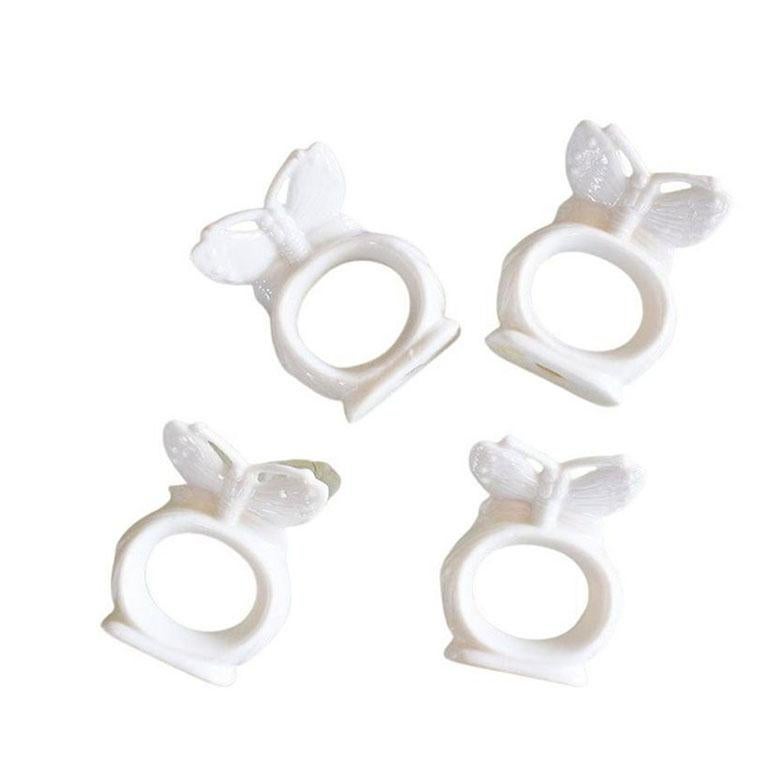 American White Ceramic Butterfly Motif Napkin Rings, Set of 4 For Sale