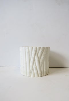 Bamboo Design White Ceramic Cachepot Jardiniere