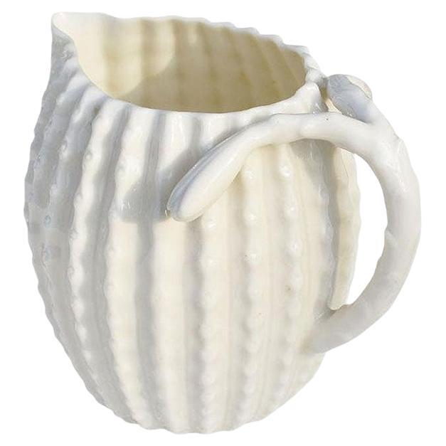 White Ceramic Cactus Coffee Creamer Pitcher For Sale