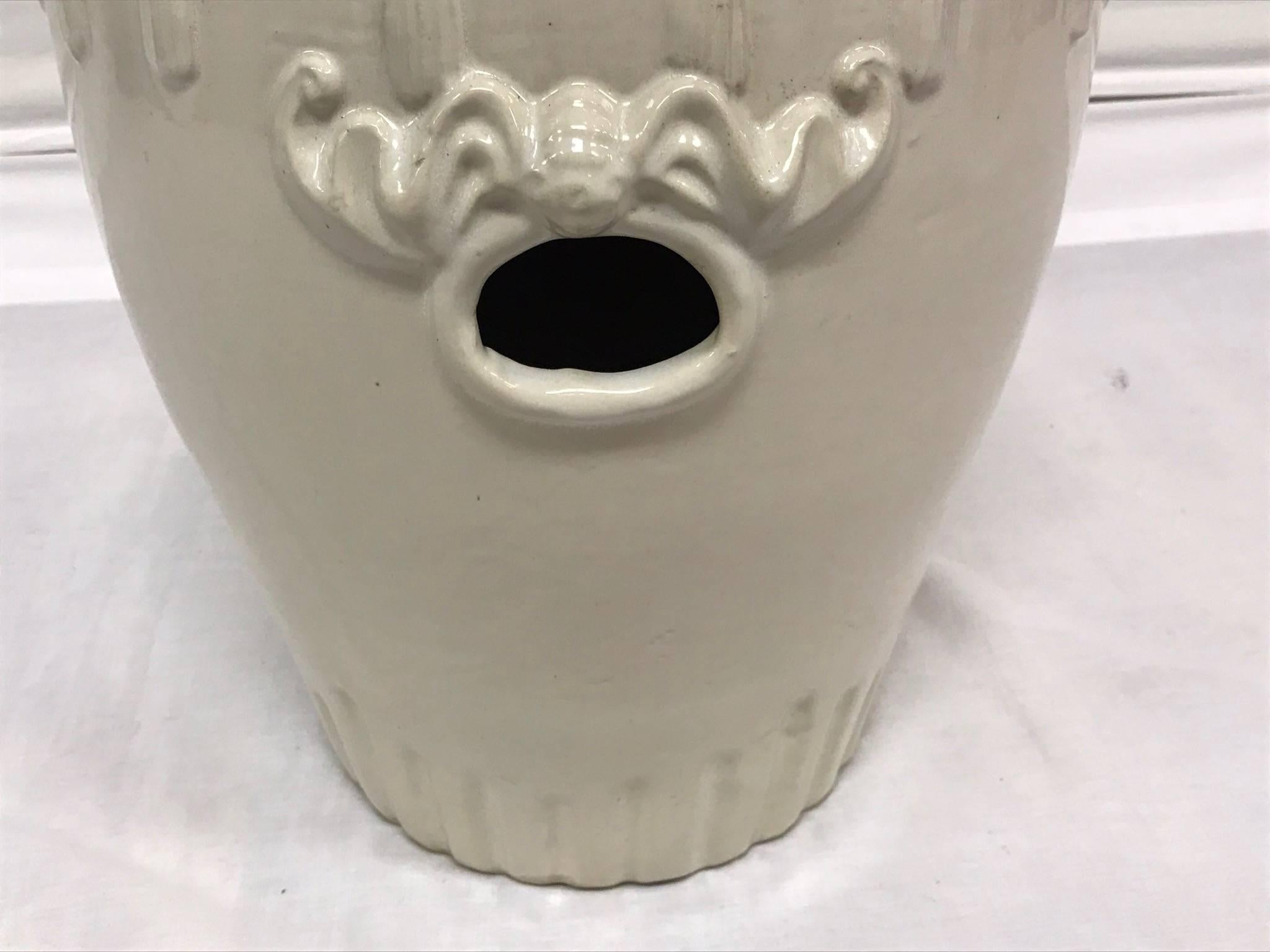 White Ceramic Chinoiserie Garden Stool For Sale 4