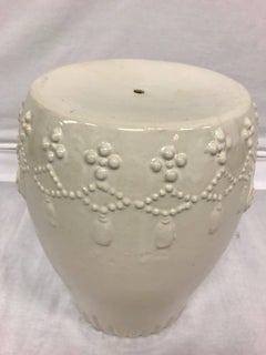 White Ceramic Chinoiserie Garden Stool