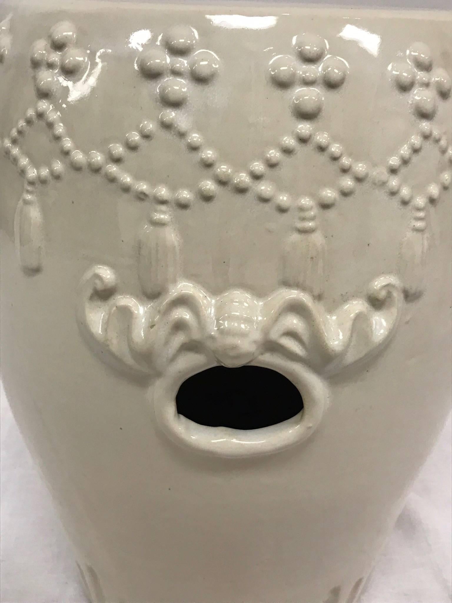 White Ceramic Chinoiserie Garden Stool For Sale 1