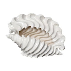 Vintage White Ceramic Conch Shell Planter