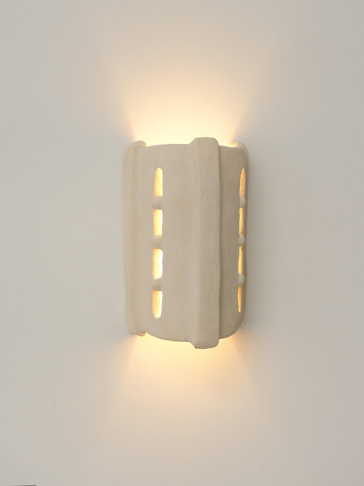 Moroccan White Ceramic contemporary Wall Light Made of local clay handcrafted For Sale