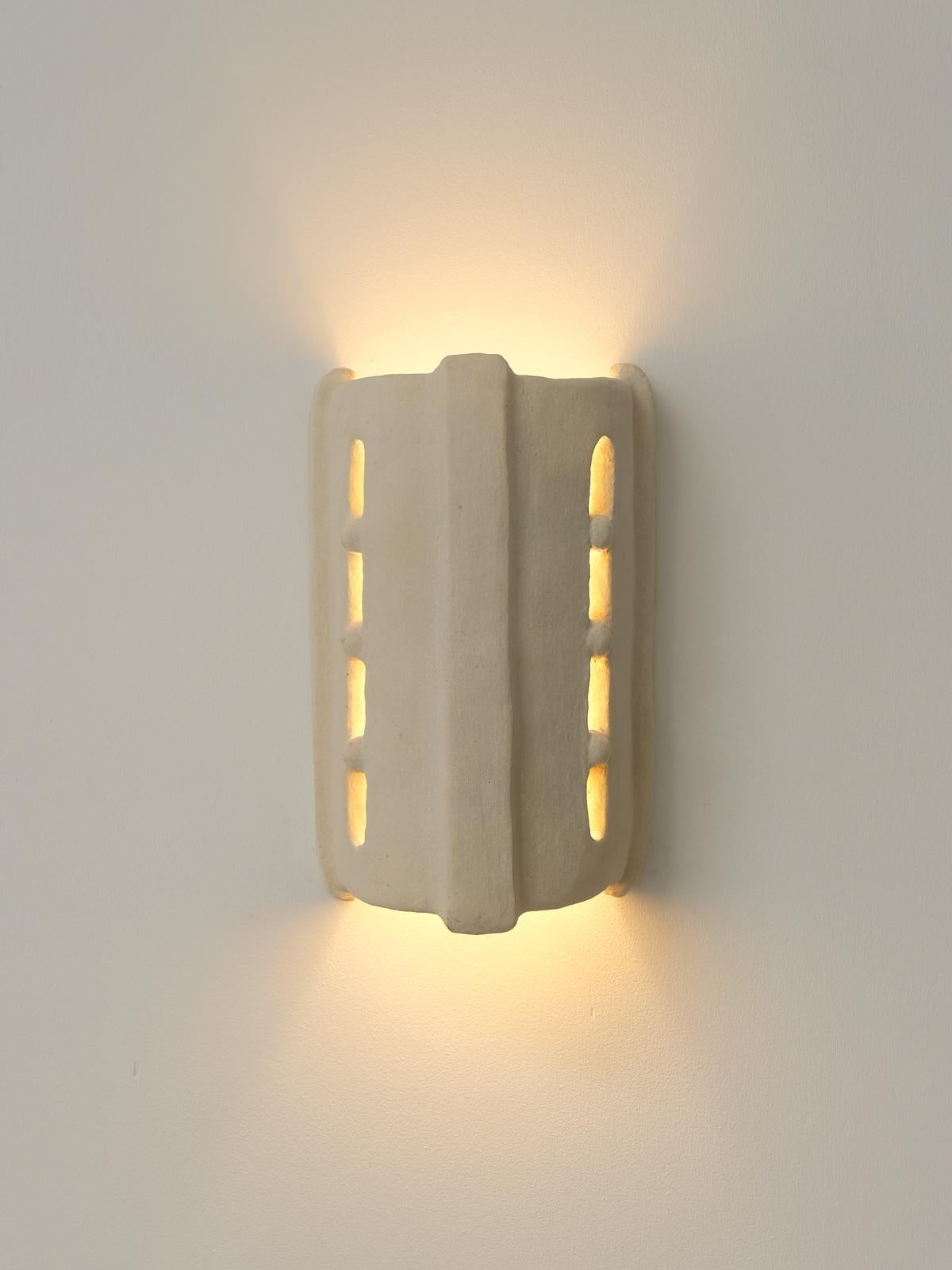 White Ceramic contemporary Wall Light Made of local clay handcrafted For Sale 5