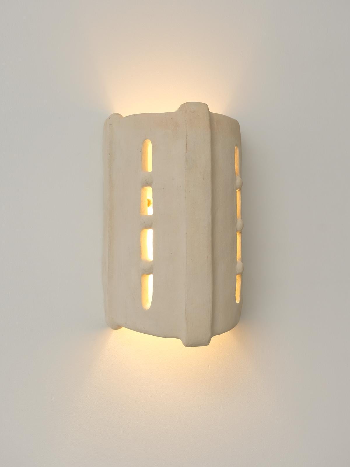 Arts and Crafts White Ceramic contemporary Wall Light Made of local clay handcrafted For Sale