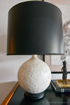 White Ceramic Crackle Glaze Table Lamp, circa 1970