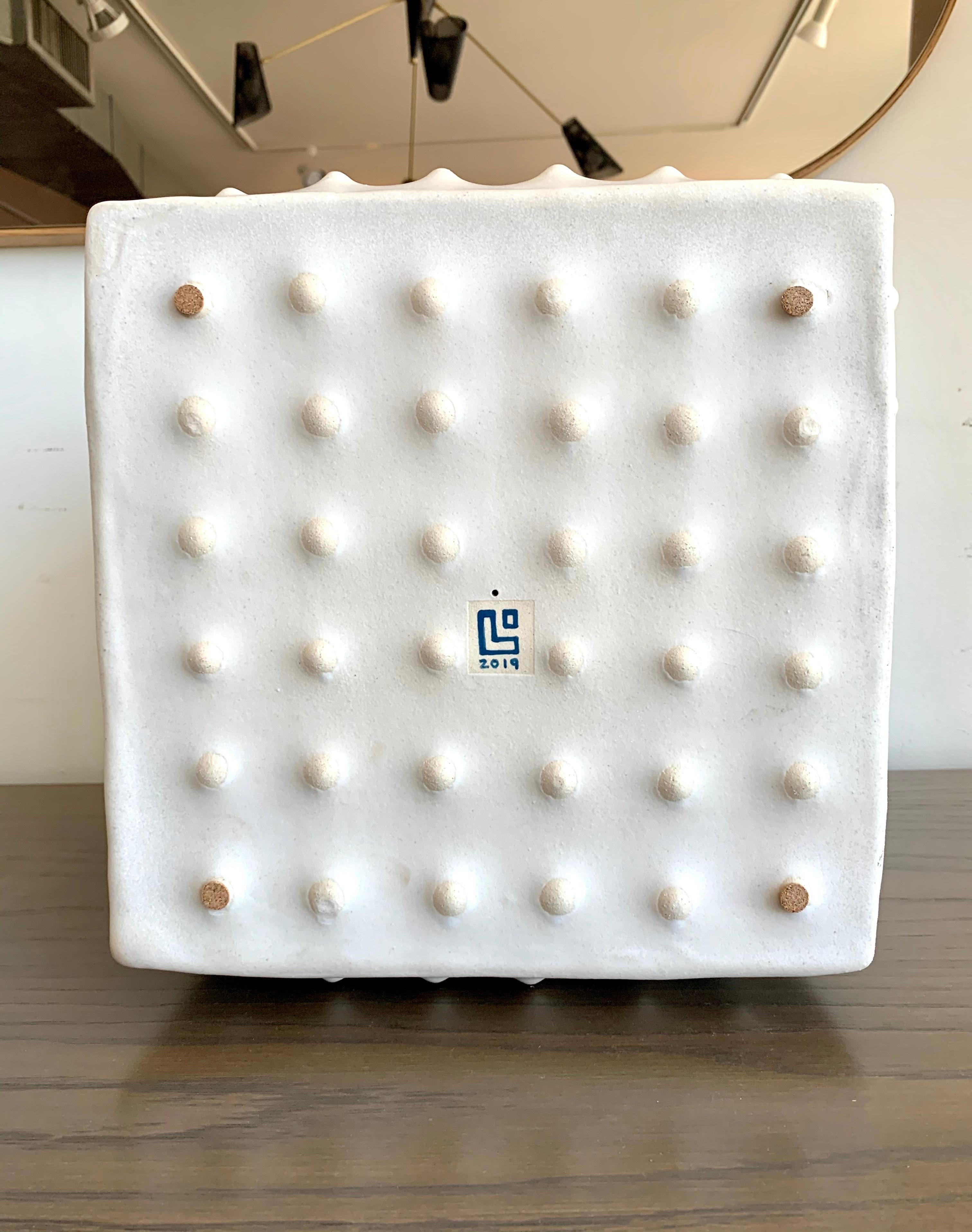 White Ceramic Cube Sculpture by Luke Shalan In New Condition In Los Angeles, CA