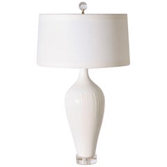 White Ceramic Drip Glaze Lamp, circa 1970