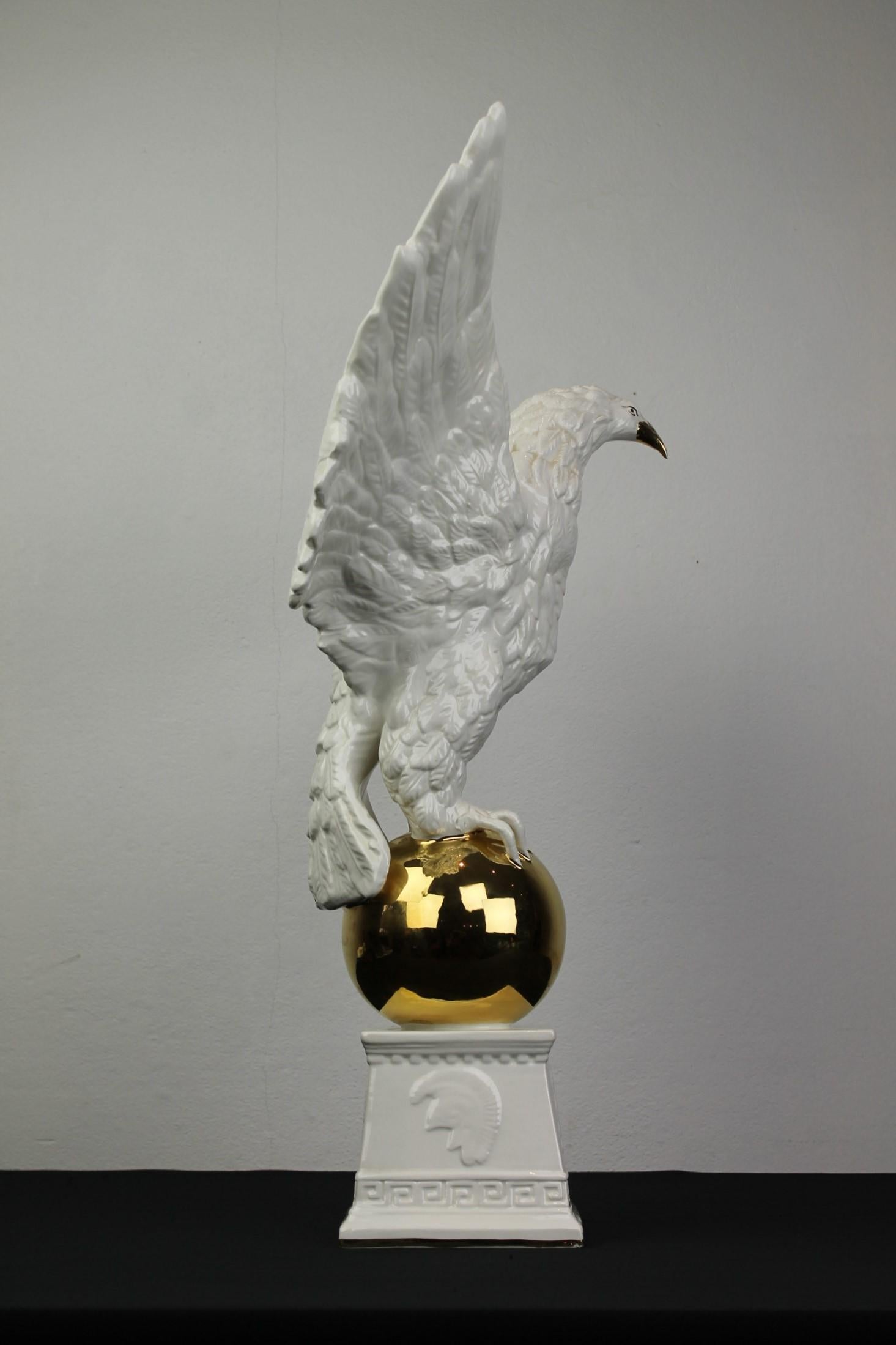 White Ceramic Eagle Sculpture, Italy, 1970s 8