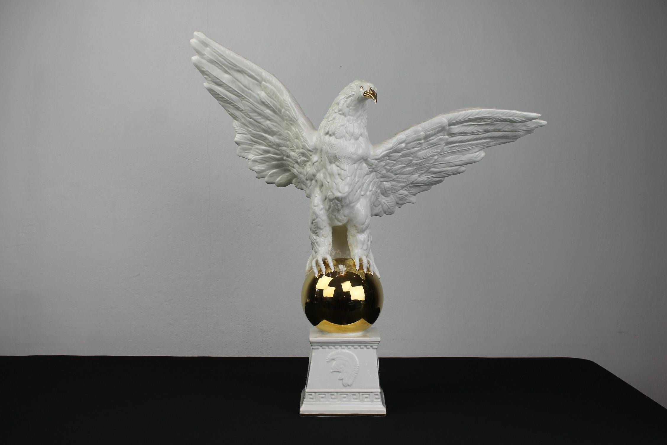 White Ceramic Eagle Sculpture, Italy, 1970s 14