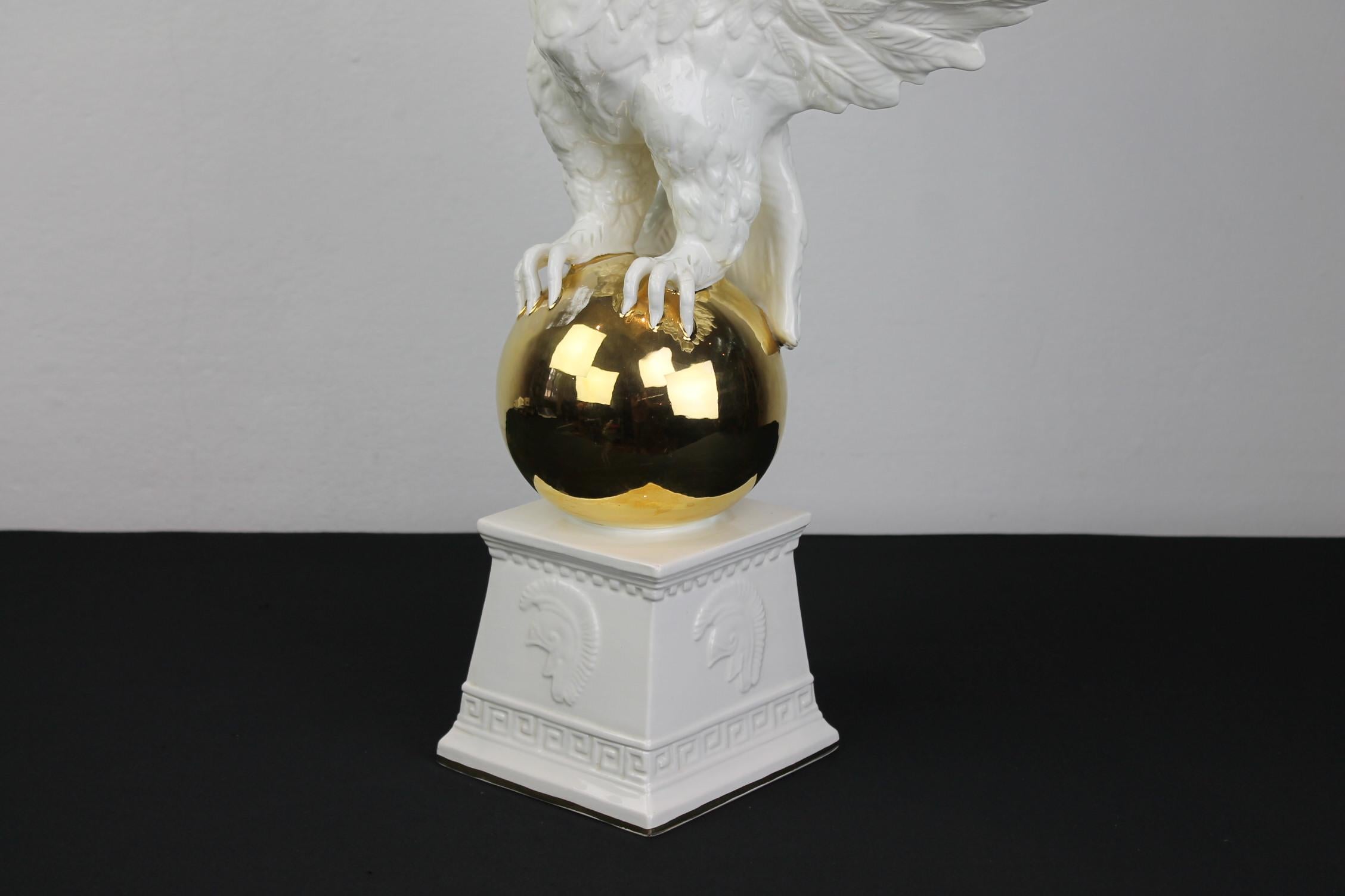 Italian White Ceramic Eagle Sculpture, Italy, 1970s