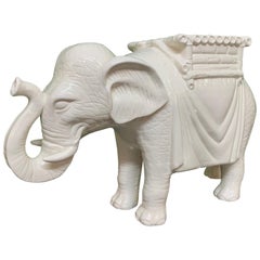 Tabouret de jardin éléphant en céramique blanche