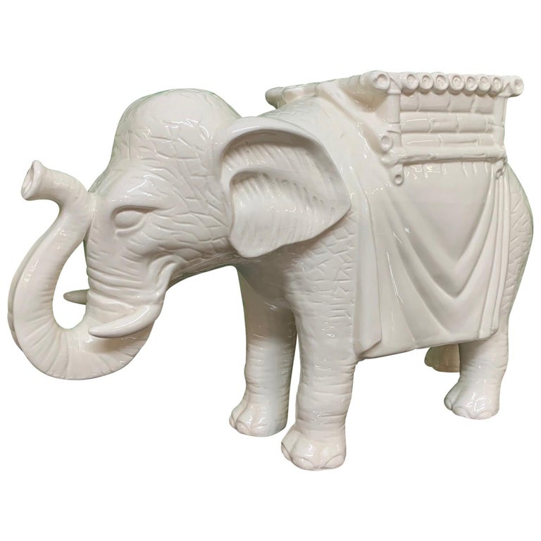 White Ceramic Elephant Garden Stool Garden Design Ideas