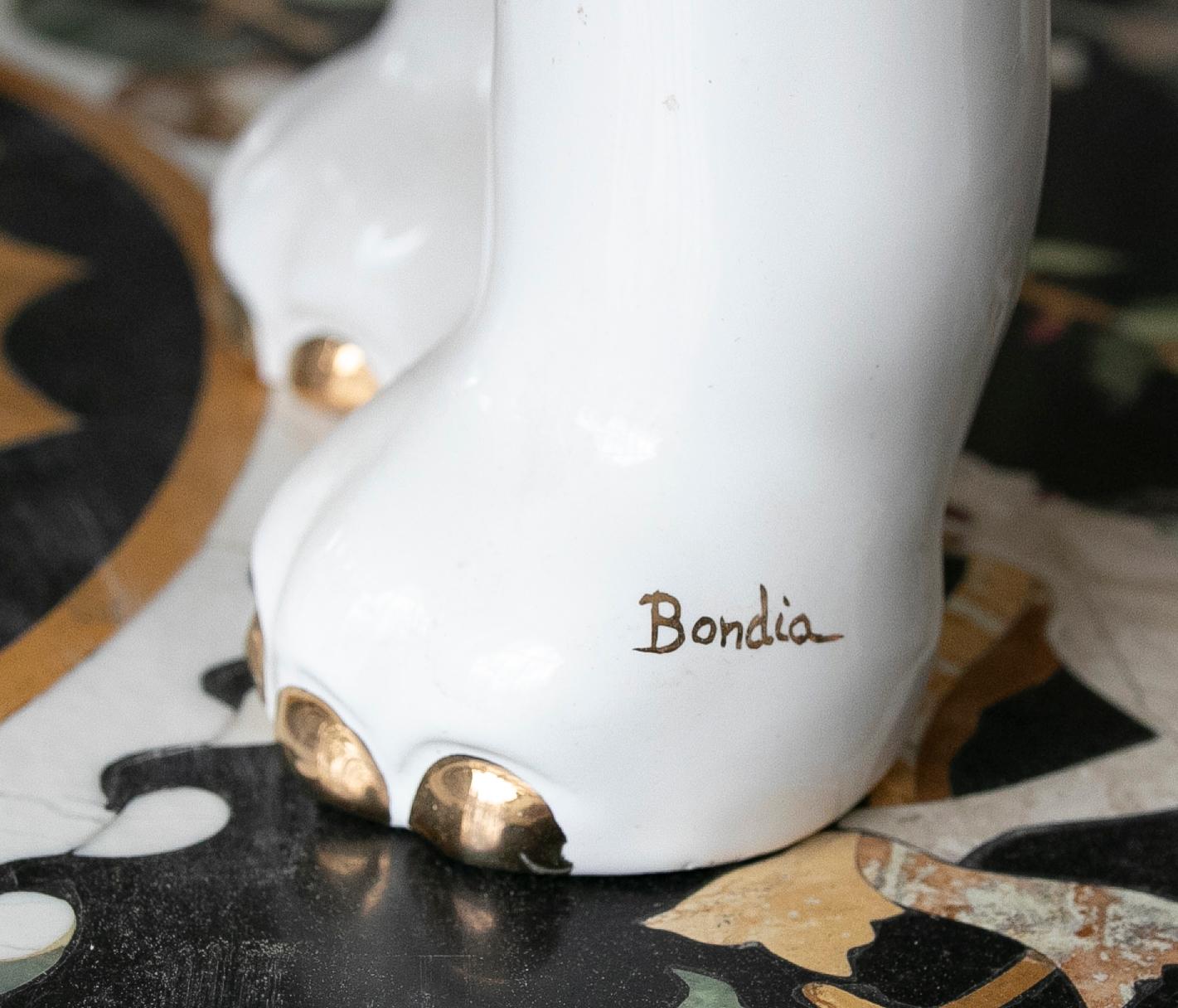 Sculpture d'éléphant en céramique blanche signée Bondia en vente 4