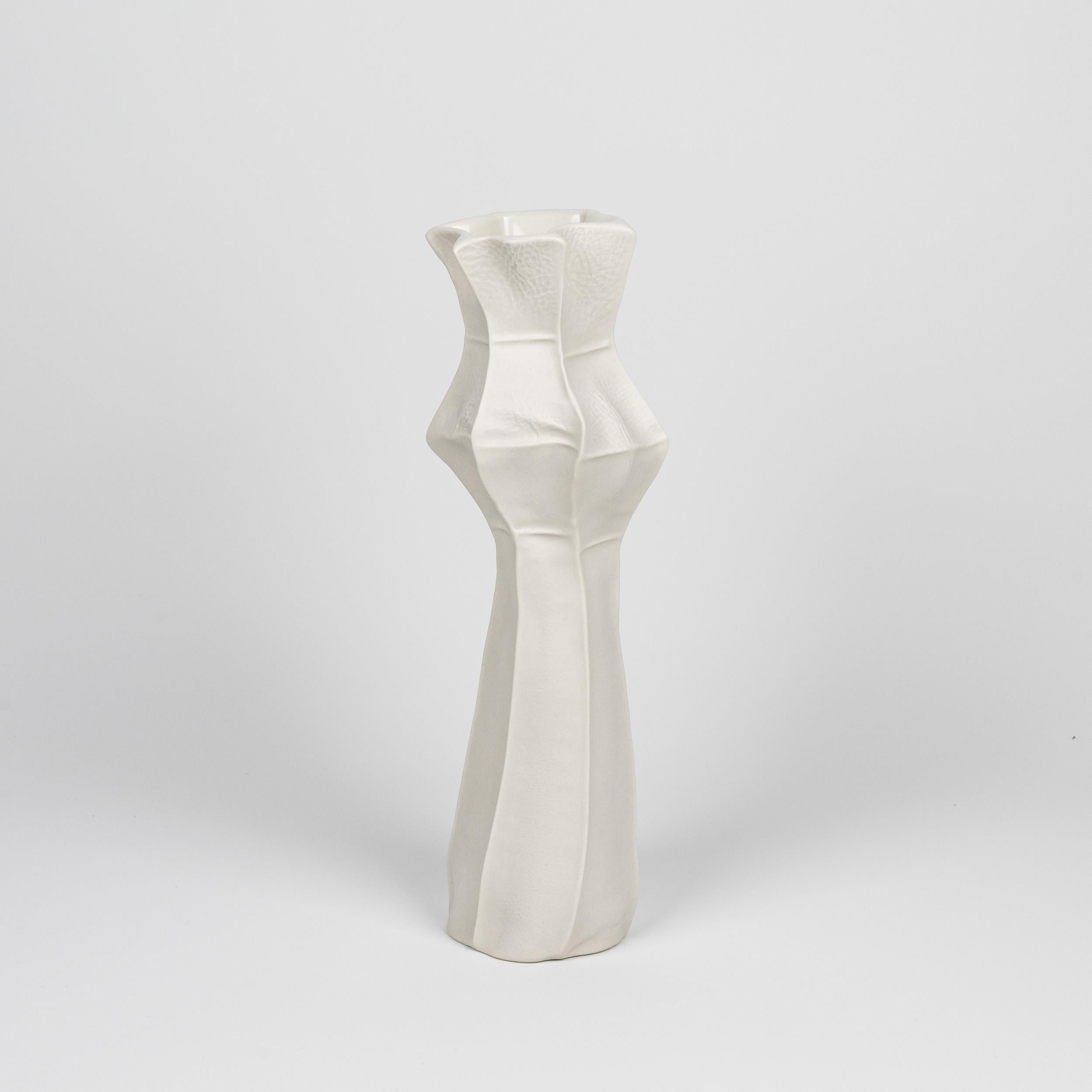 Modern White Ceramic Flower Vase, Kawa Vase #6, Handmade Organic Sculptural Porcelain For Sale