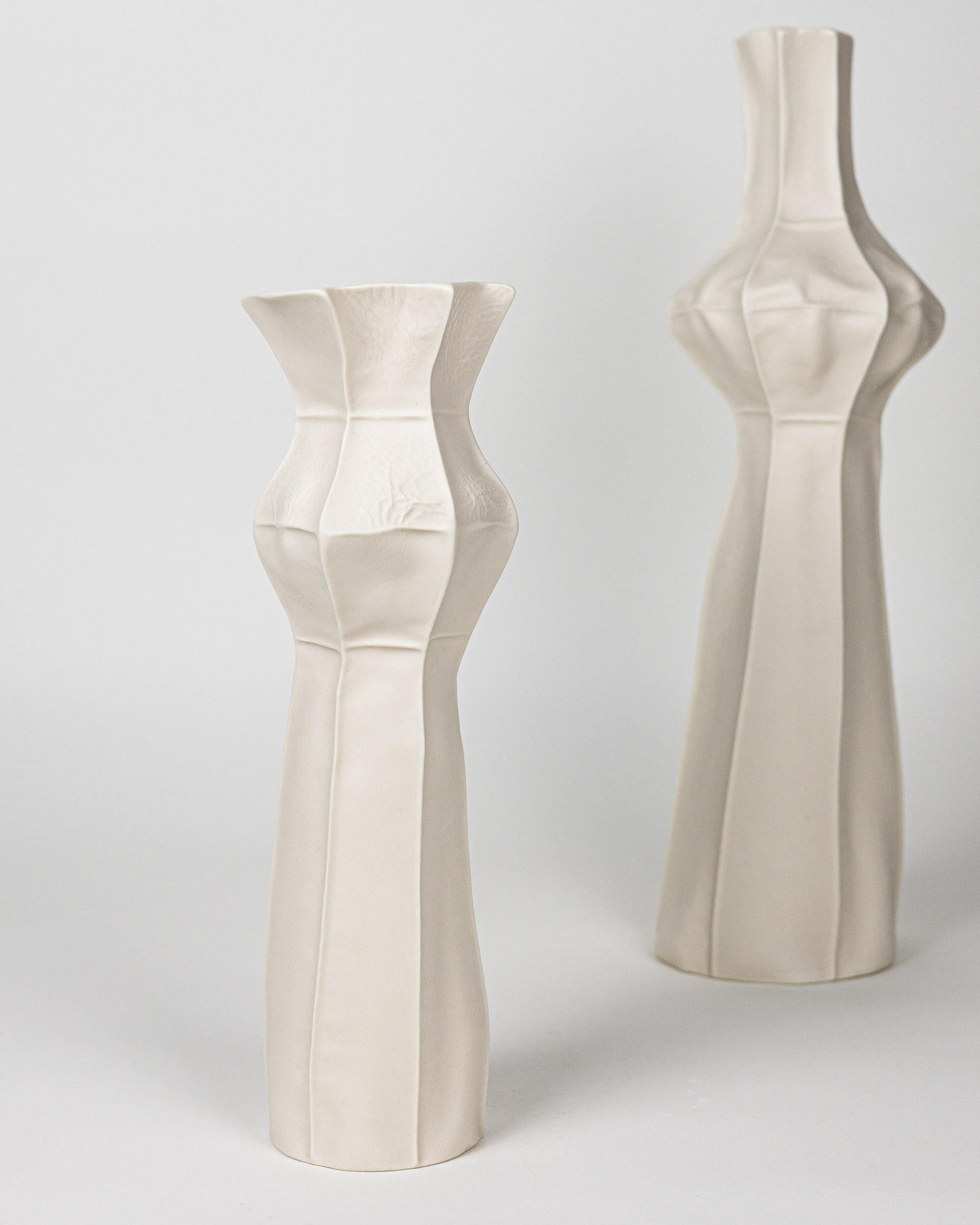 American White Ceramic Flower Vase, Kawa Vase #6, Handmade Organic Sculptural Porcelain For Sale