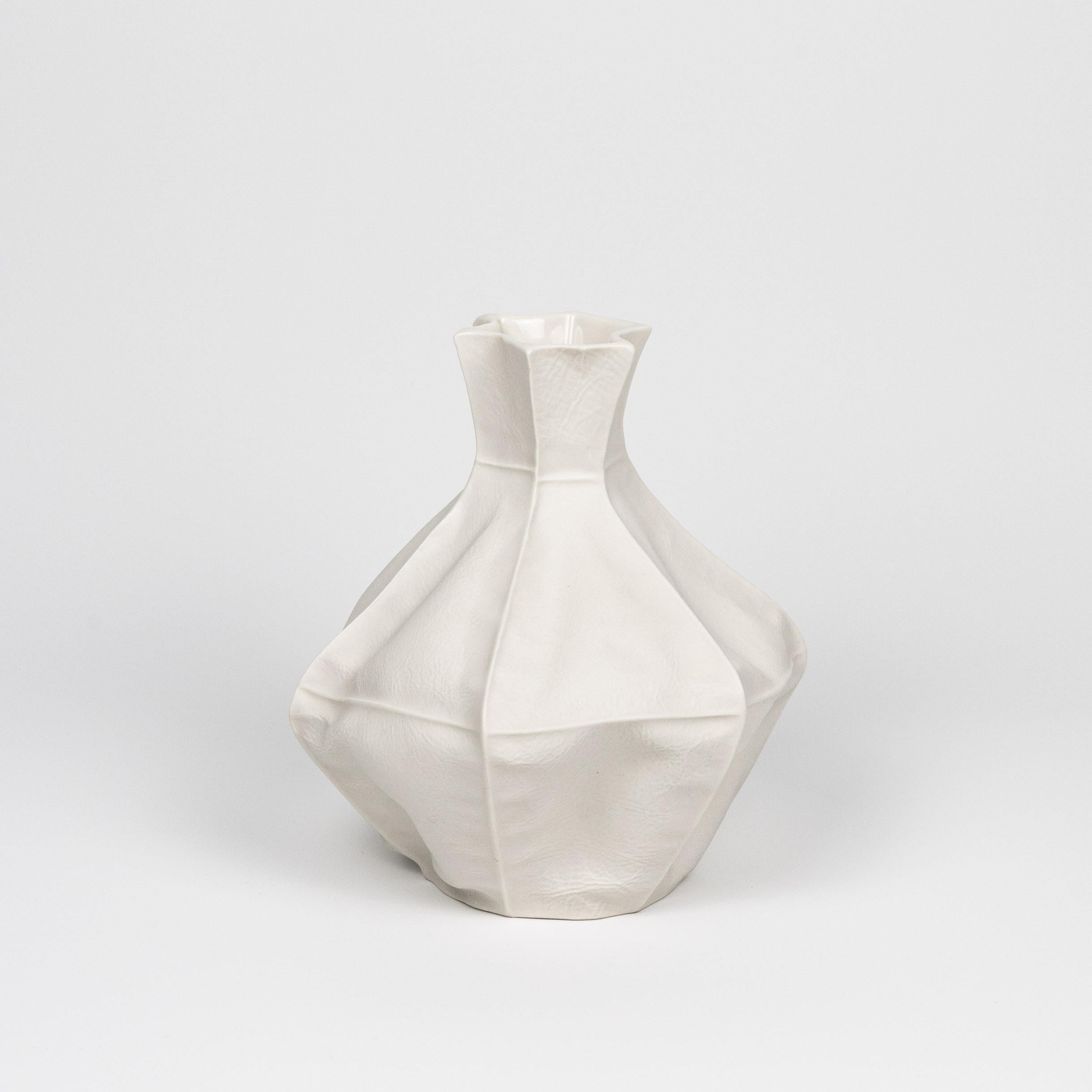 American White Ceramic Flower Vase, Kawa Vase #8, Handmade, Organic Sculptural Vessel For Sale