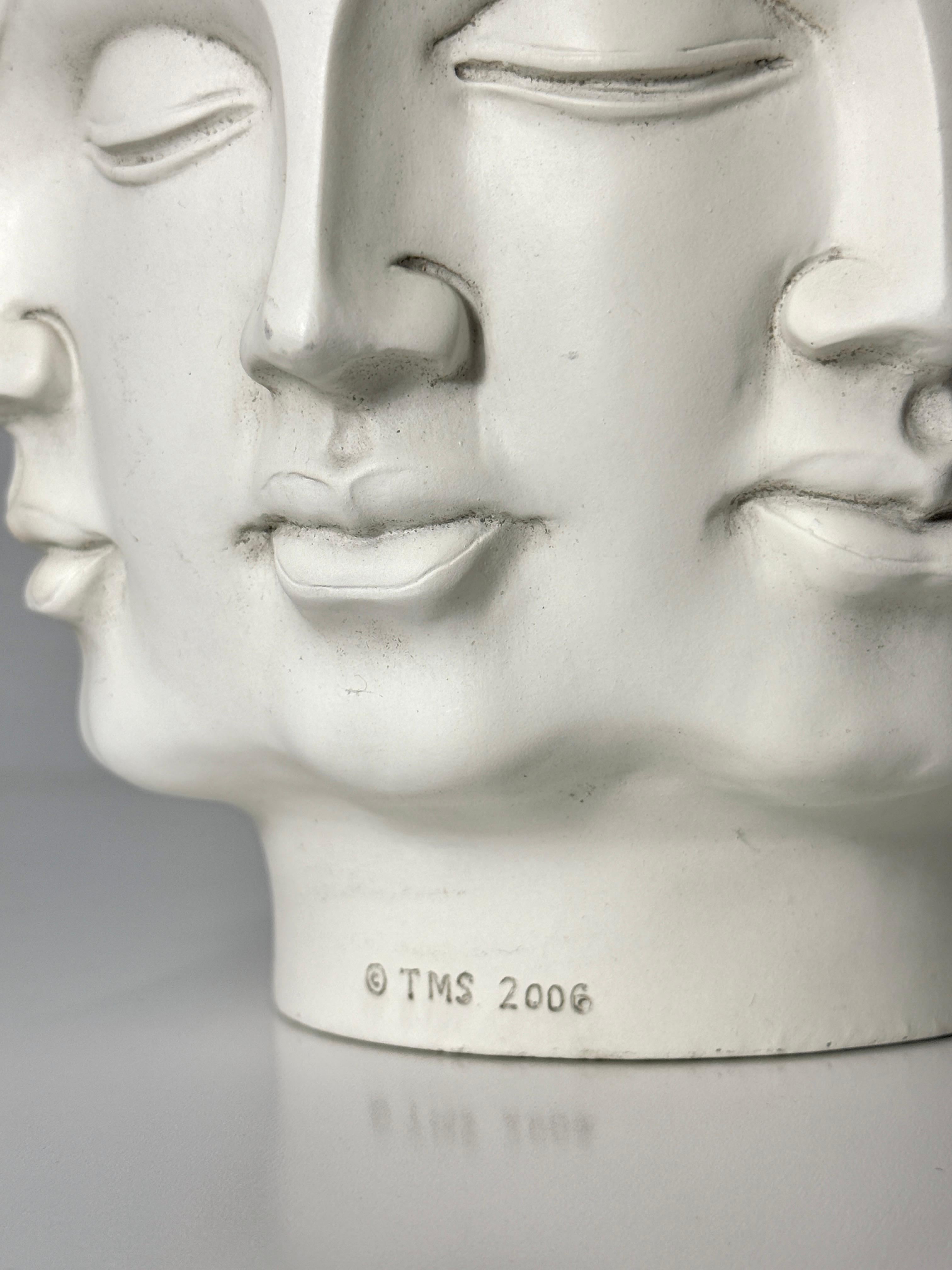 White Ceramic Fornasetti Style Buddha Head Perpetual Face Vase by TMS 2006 For Sale 6