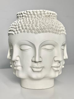 White Ceramic Fornasetti Style Buddha Head Perpetual Face Vase by TMS 2006