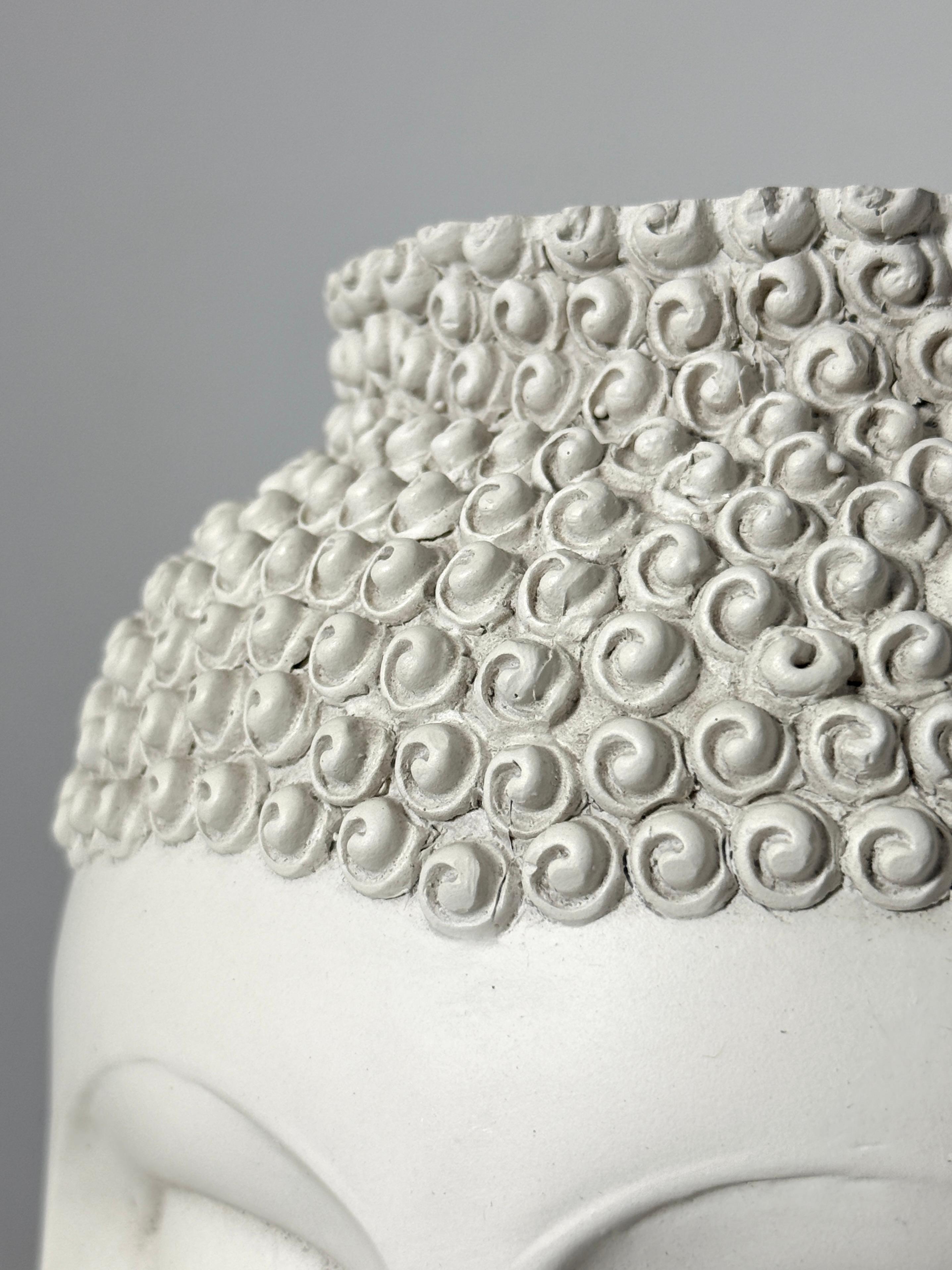 Contemporary White Ceramic Fornasetti Style Buddha Head Perpetual Face Vase by TMS 2006 For Sale
