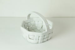 White Ceramic Fruit Basket, Italy, 1970s