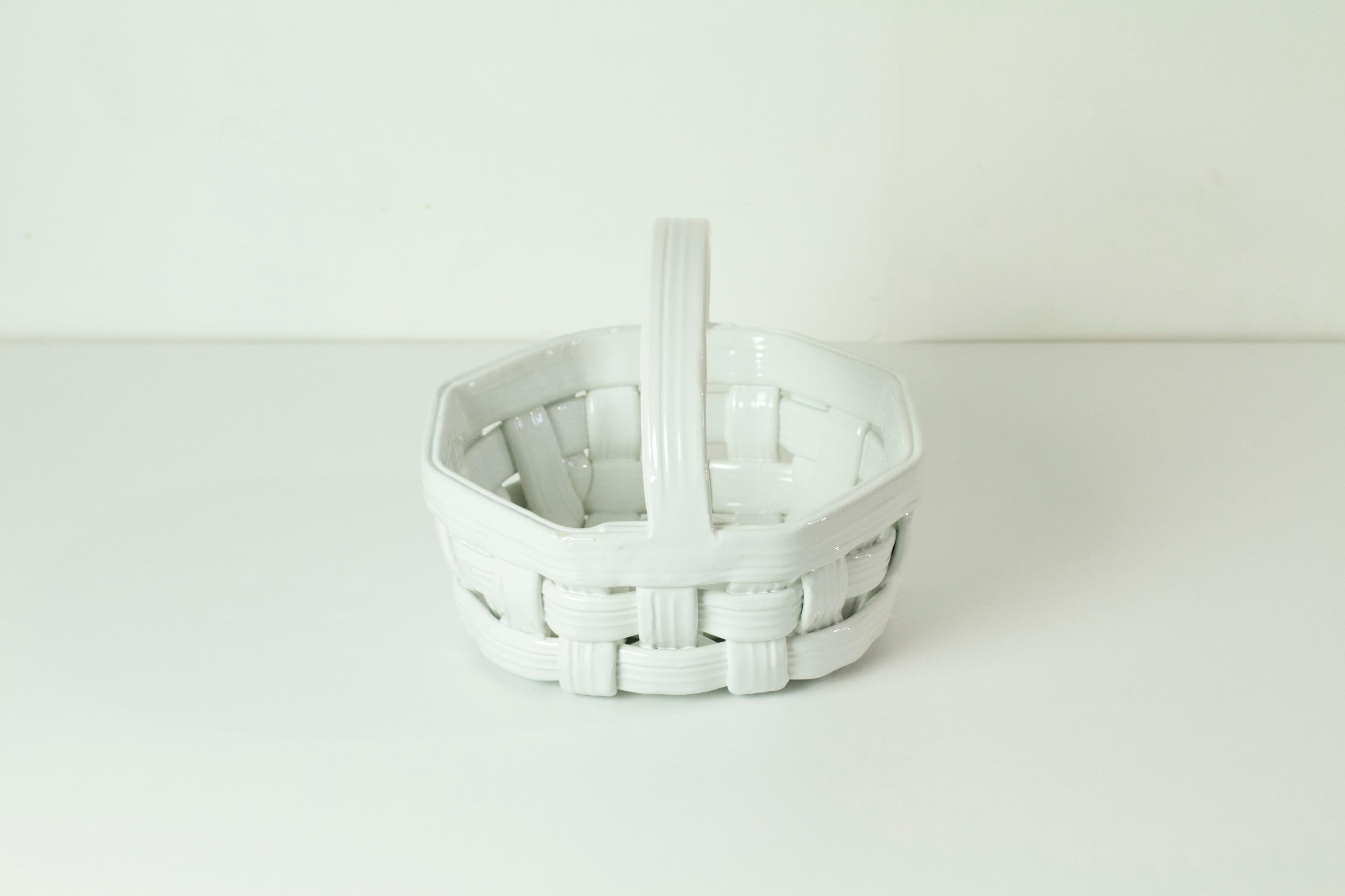 white ceramic easter basket