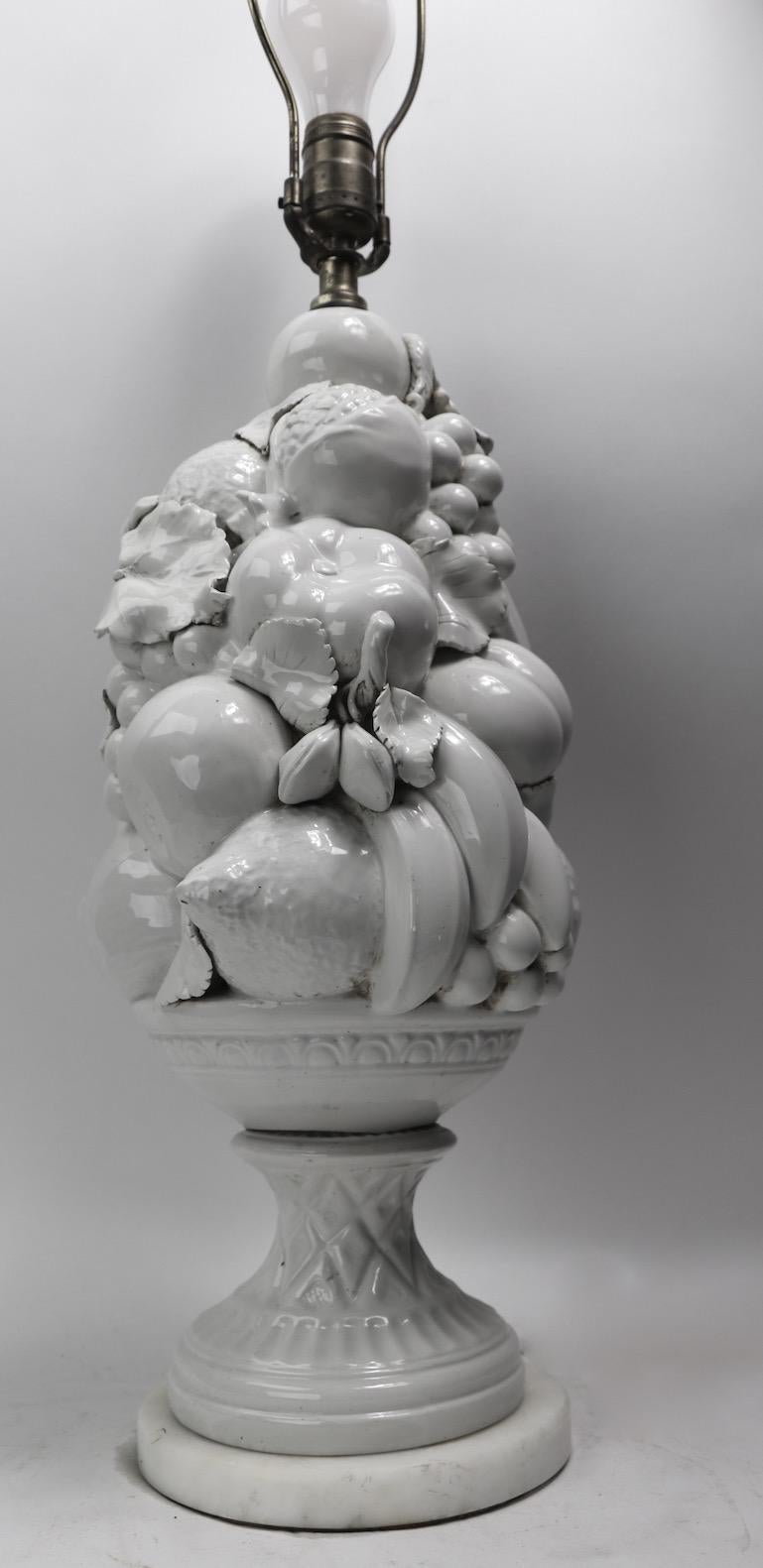 Italian White Ceramic Fruit Table Lamp