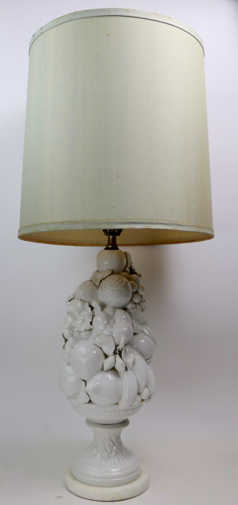 White Ceramic Fruit Table Lamp In Good Condition In New York, NY